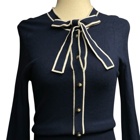 Draper James Nassau Navy Sailer Bow Sweater Dress Size extra small - Picture 5 of 14